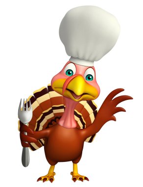 Türkiye'de çizgi film karakteri chef şapka ve kaşık 