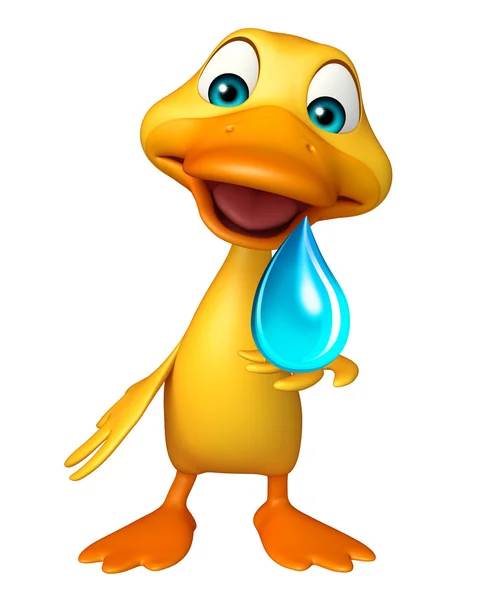 Pato personagem dos desenhos animados com gota de água — Fotografia de Stock