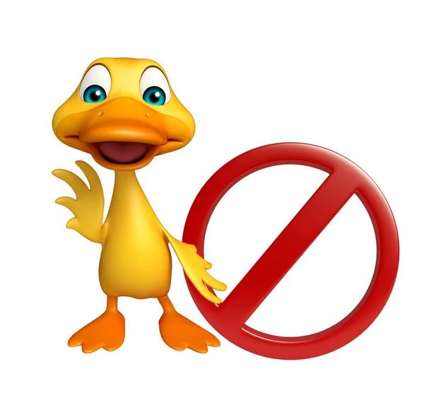 Karakter kartun bebek imut dengan tanda stop — Stok Foto