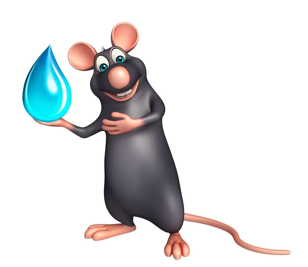 Caráter de desenho animado rato com gota de água — Fotografia de Stock