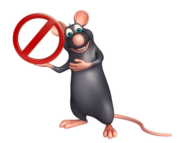 Postać z kreskówki szczur z znak stop — Zdjęcie stockowe