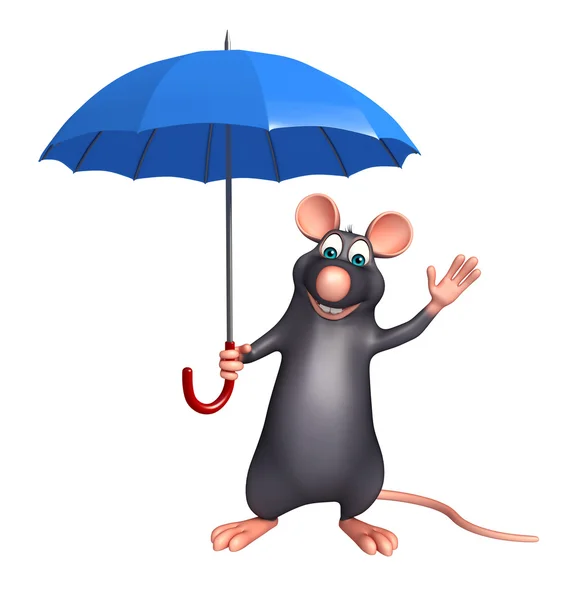 Rat stripfiguur met paraplu — Stockfoto