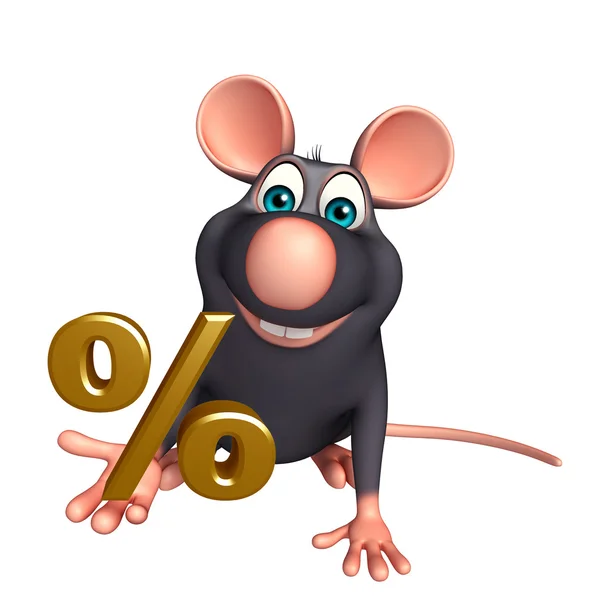 Rat stripfiguur met percentage teken — Stockfoto