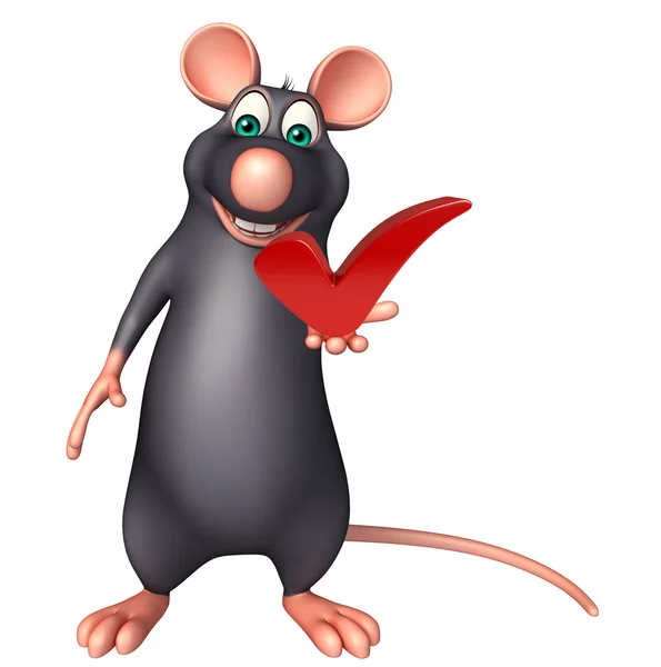 Personaje de dibujos animados rata con signo derecho —  Fotos de Stock