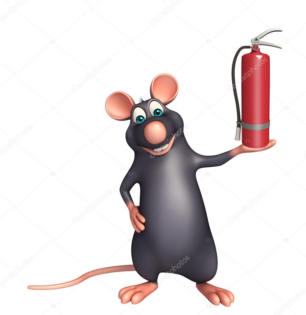  Rat cartoon character fire extinguisher 