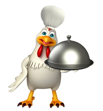  Tavuk çizgi film karakteri chef şapka ve cloche