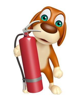 Köpek çizgi film characte yangın söndürücü ile 