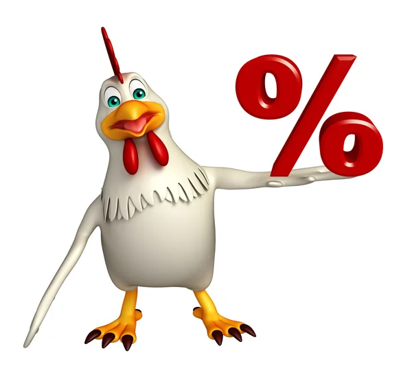 Caricatura de gallina con signo porcentual —  Fotos de Stock