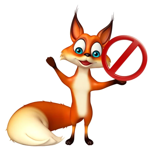 Fox personaggio dei cartoni animati con segno di stop — Foto Stock