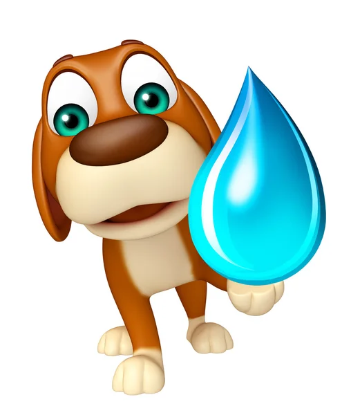 Pes kreslený znaky z w s kapkou vody — Stock fotografie