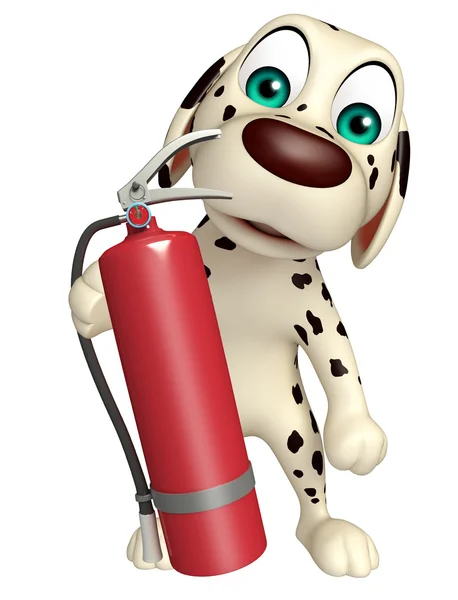 Köpek çizgi film characte yangın söndürücü ile — Stok fotoğraf