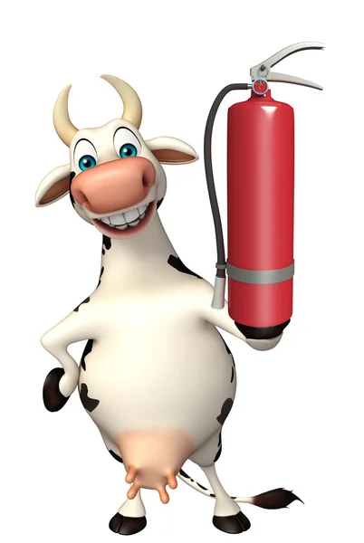 Caw personaje de dibujos animados con extintor de incendios — Foto de Stock