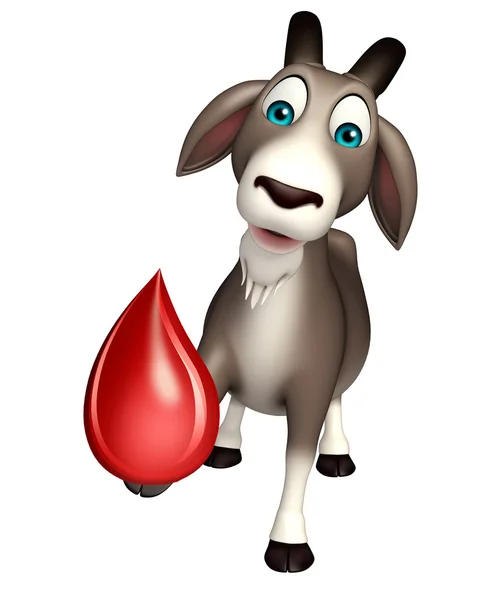 Divertido personaje de dibujos animados de cabra con gota de sangre —  Fotos de Stock