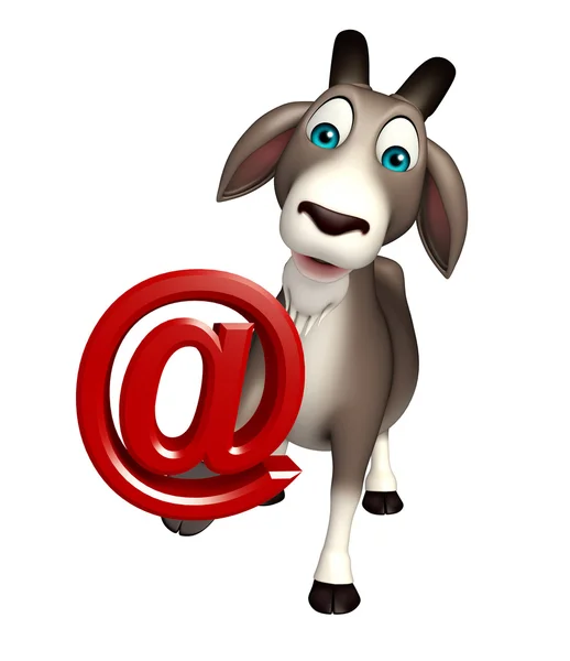 Ładny koza kreskówka z kursu znak — Zdjęcie stockowe