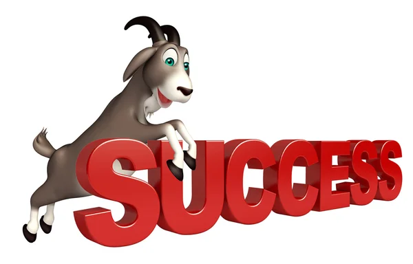 Zabawy koza kreskówka znakiem sukcesu — Zdjęcie stockowe