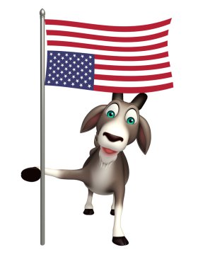 Keçi çizgi film karakteri bayrak ile 