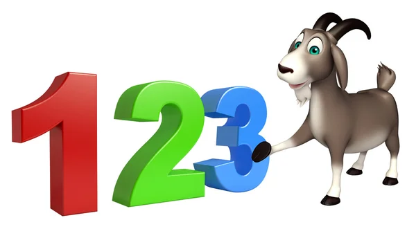 Симпатичный персонаж мультфильма "Коза" со знаком 123 — стоковое фото