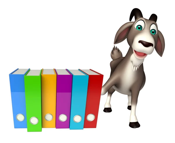 Divertido personagem de desenho animado de cabra com arquivos — Fotografia de Stock
