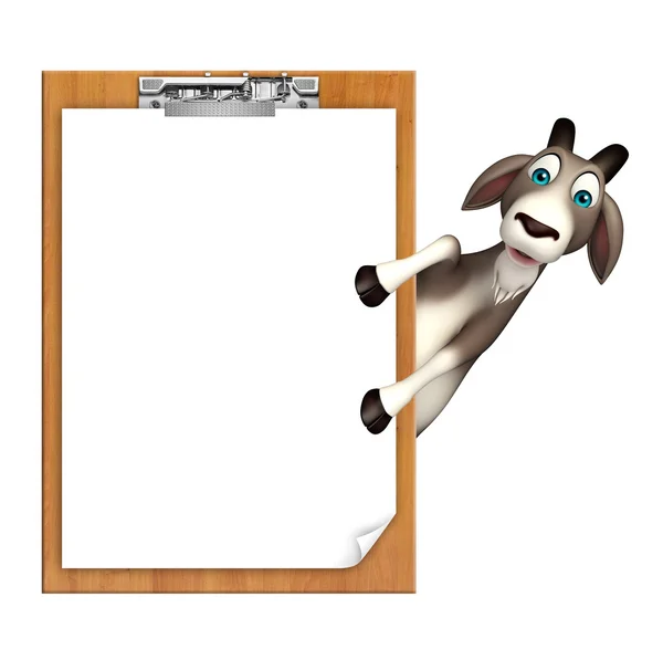 Cute Goat cartoon character with exam pad — Stock Photo, Image