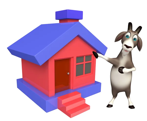 Personaje de dibujos animados de cabra con hogar — Foto de Stock