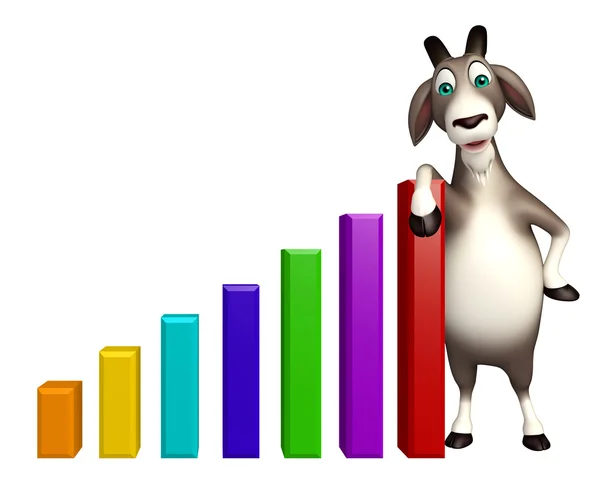 Zábava koza kreslená postava s graf — Stock fotografie