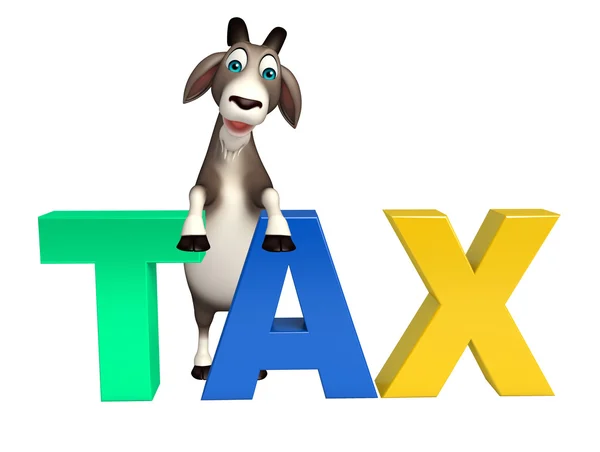 Mignon personnage de dessin animé de chèvre avec la taxe — Photo