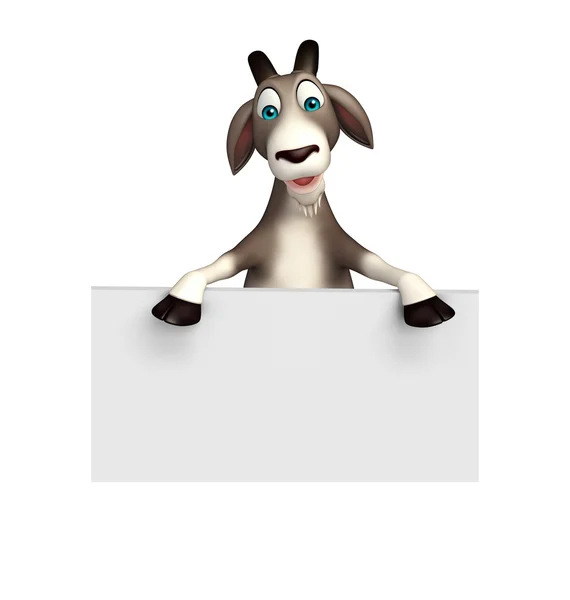 Niedliche Ziege Cartoon-Figur mit weißem Brett — Stockfoto
