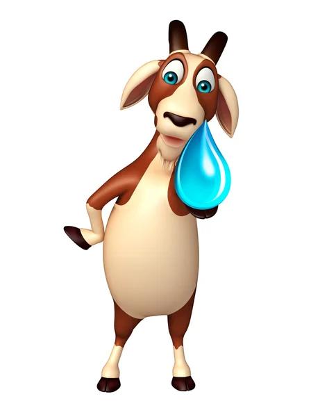 Cute Goat cartoon character with water drop — Stock Photo, Image
