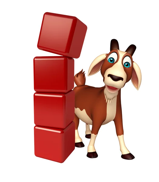 Divertido personagem de desenho animado de cabra com nível — Fotografia de Stock