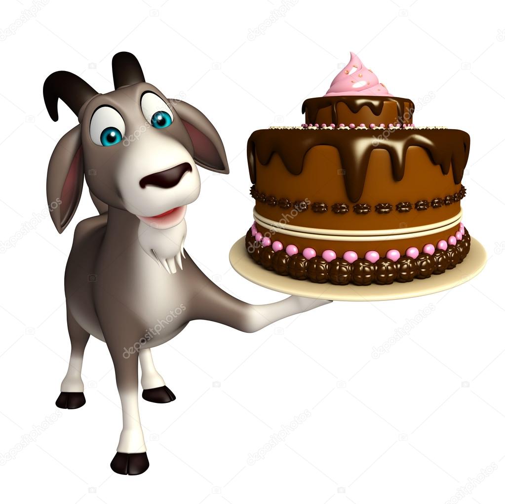 ケーキとヤギの漫画のキャラクター ストック写真 C Visible3dscience