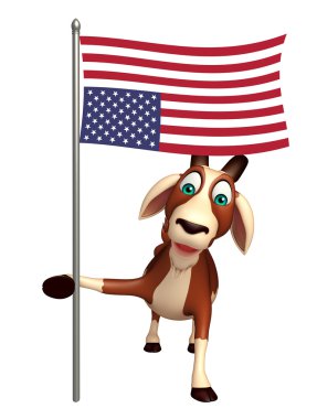  Keçi çizgi film karakteri bayrak ile 