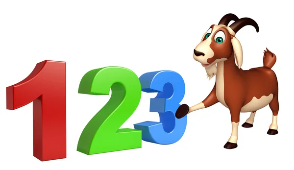 Goat cartoon character with 123 sign — Stock Photo, Image
