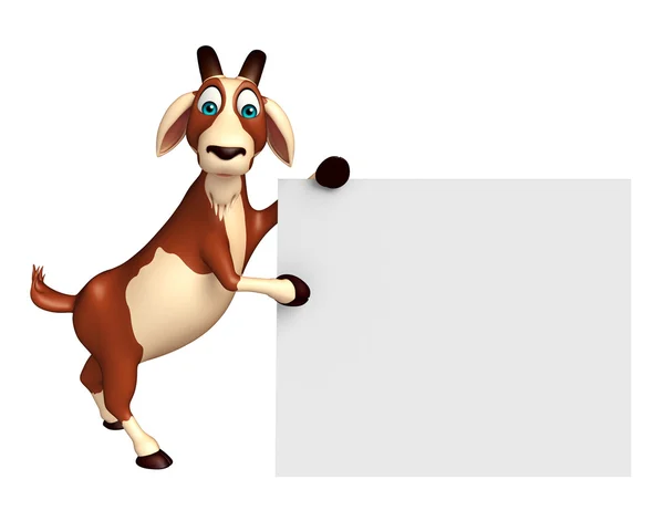 Cute Goat cartoon character with white board — Stock Photo, Image