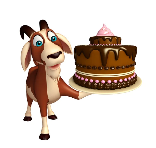 Personaje de dibujos animados de cabra con pastel —  Fotos de Stock
