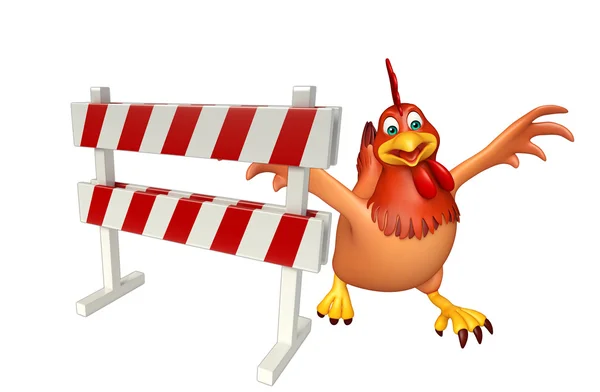 3d renderizado ilustración de la gallina personaje de dibujos animados con signo WIP —  Fotos de Stock