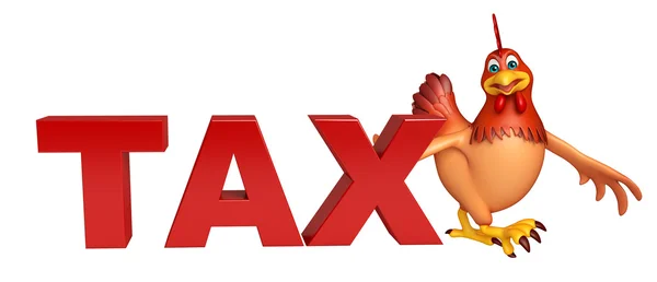 3D gerenderte Illustration der Henne Cartoon-Figur mit Steuer — Stockfoto