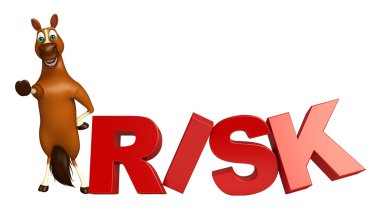 eğlenceli at çizgi film karakteri risk işareti ile  