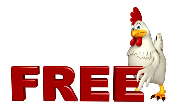 Spaß Henne Cartoon-Figur mit kostenlosen Zeichen — Stockfoto