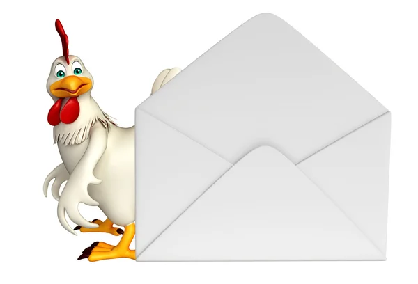 Schattige kippeneieren stripfiguur met mail — Stockfoto
