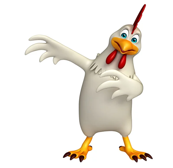 Tavuk çizgi film karakteri işaret — Stok fotoğraf