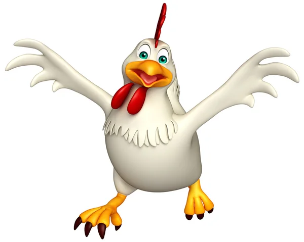 Ejecutando personaje de dibujos animados de gallina —  Fotos de Stock