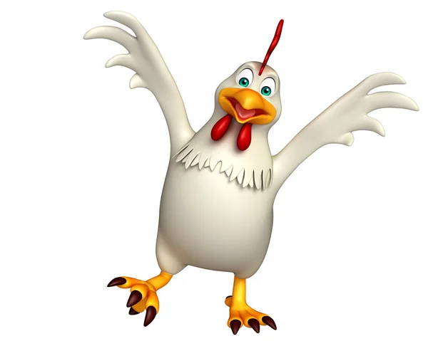Divertido personaje de dibujos animados de gallina —  Fotos de Stock