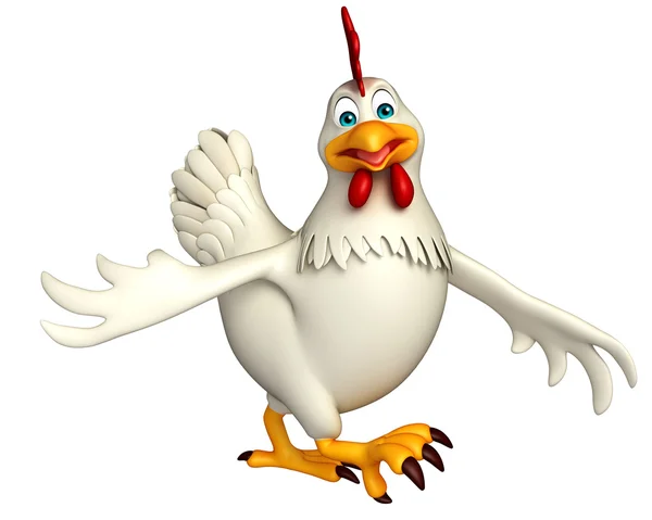 Caminando personaje de dibujos animados de gallina — Foto de Stock