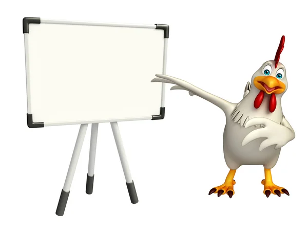 Spaß Henne Cartoon-Figur mit Schautafel — Stockfoto