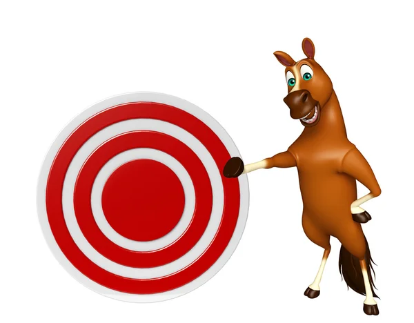 Divertente Cavallo personaggio dei cartoni animati con il segno del bersaglio — Foto Stock