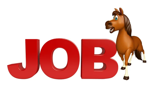 Niedlichen Pferd Cartoon-Figur mit Job-Zeichen lizenzfreie Stockbilder