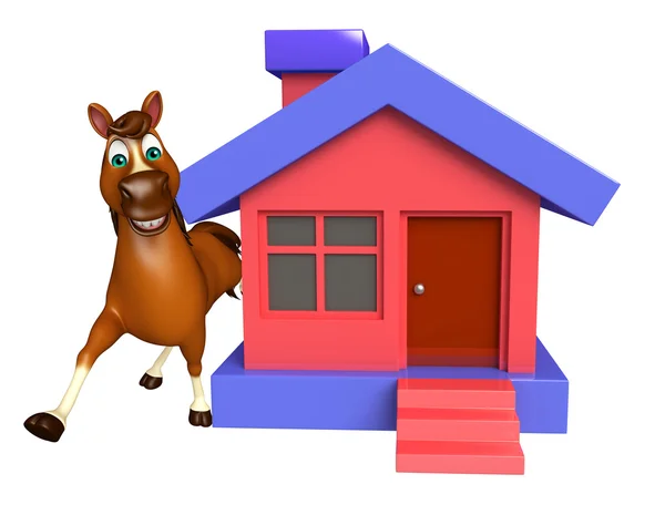 楽しい家と馬漫画のキャラクター — ストック写真