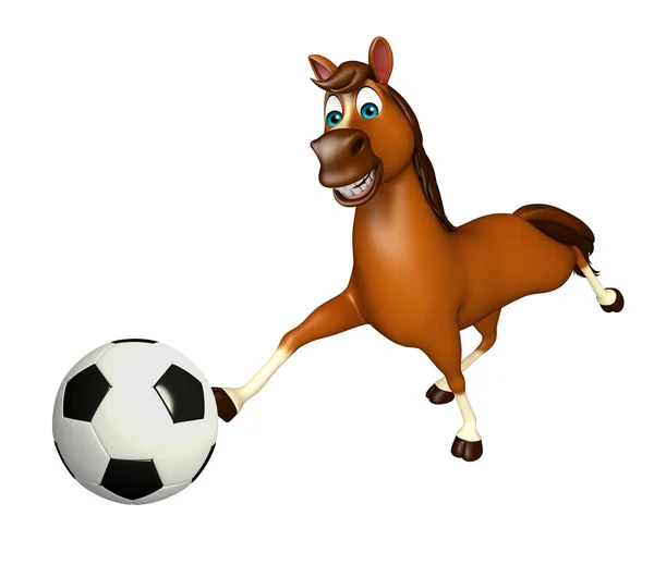 Pferd Cartoon-Figur mit Fußball — Stockfoto