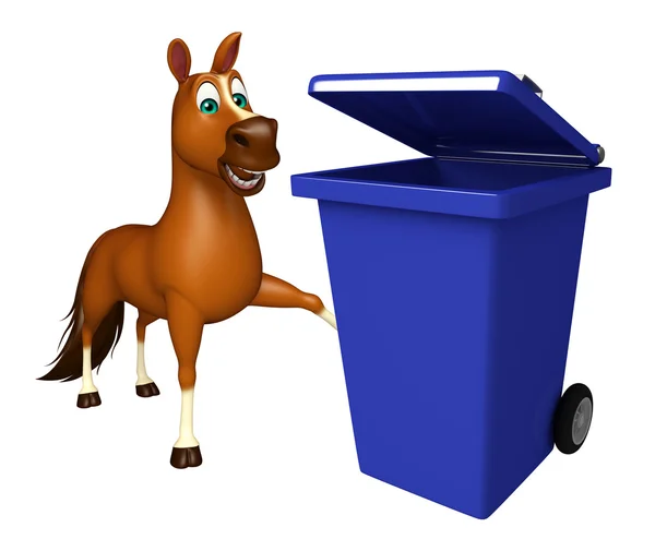 Personaje de dibujos animados a caballo con cubo de basura — Foto de Stock