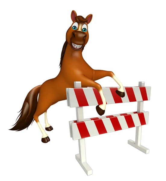 Divertimento Cavallo personaggio dei cartoni animati con baracade — Foto Stock